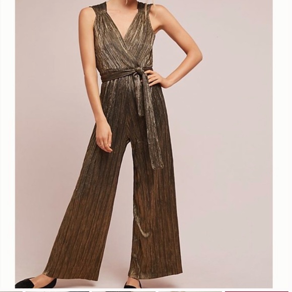 Anthropologie Dresses & Skirts - Anthropologie gold jumpsuit
